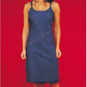 Sexy Vintage Le Mieux Denim Cotton Dress with Double Spaghetti Straps